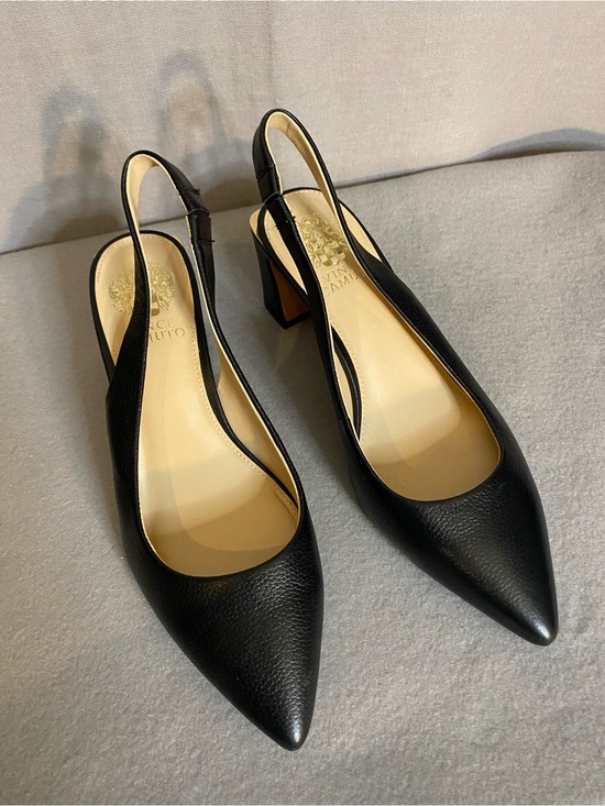 Vince Camuto Shoes - Vince Camuto Black Leather Pointed Slingback Pumps